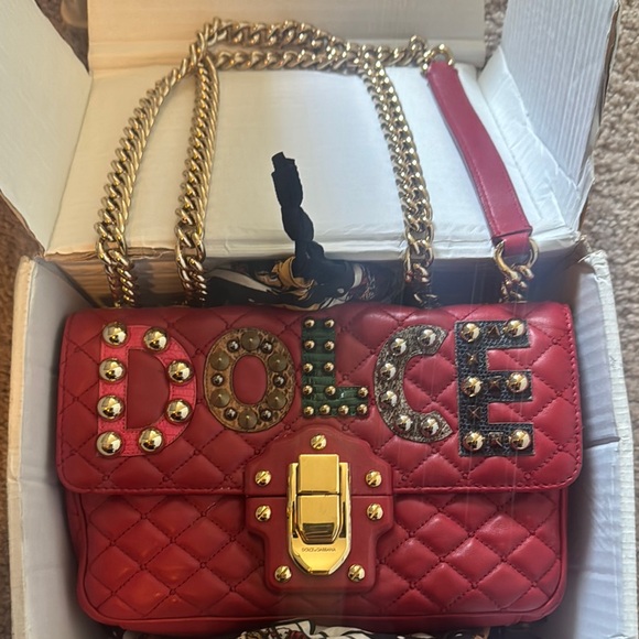 Dolce & Gabbana Red Quilted Shoulder Bag - Picture 1 of 11